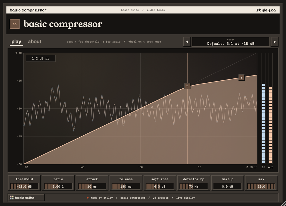 Basic Compressor with the dark palette